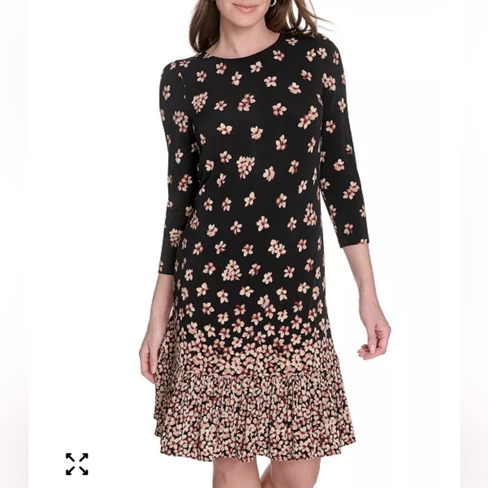 Tommy Hilfiger Jersey Printed Ruffled Shift Dress